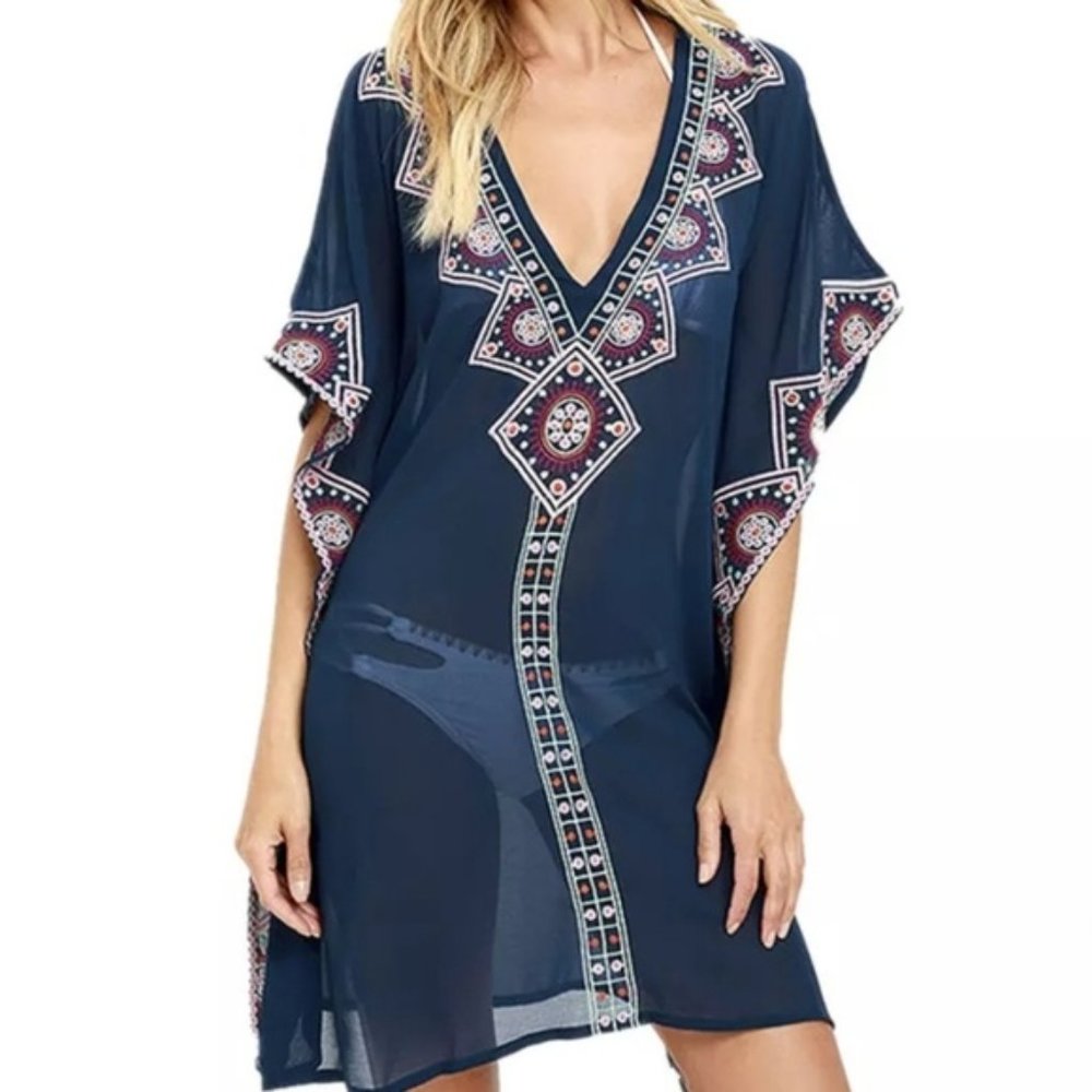 Bikini Coverup Embroidered Summer Beachwear Kaftan